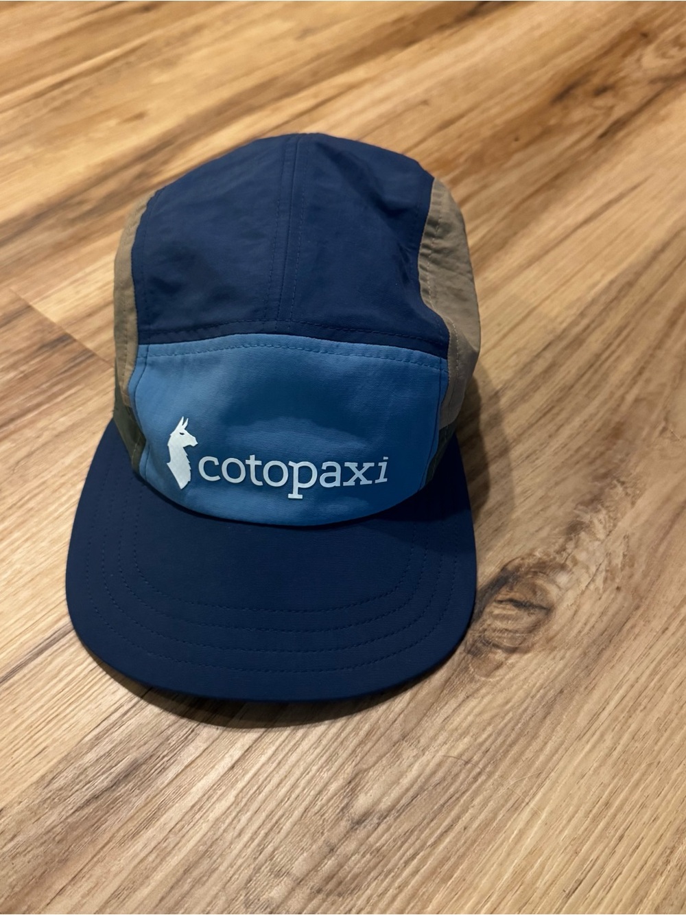 cotopaxi blue tan panel 5-panel cap